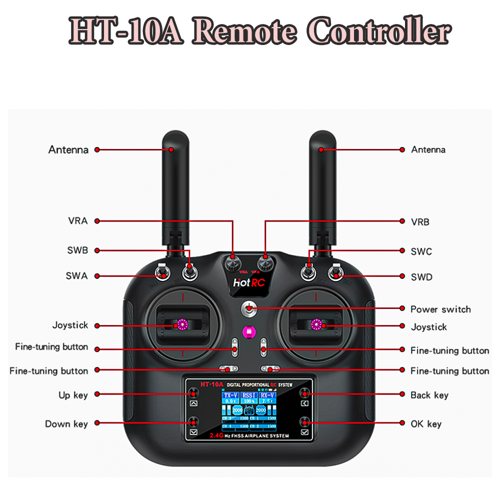 Hotrc HT-10A 2.4G 10CH Transmi - огляд і ціна Drone Transmitter