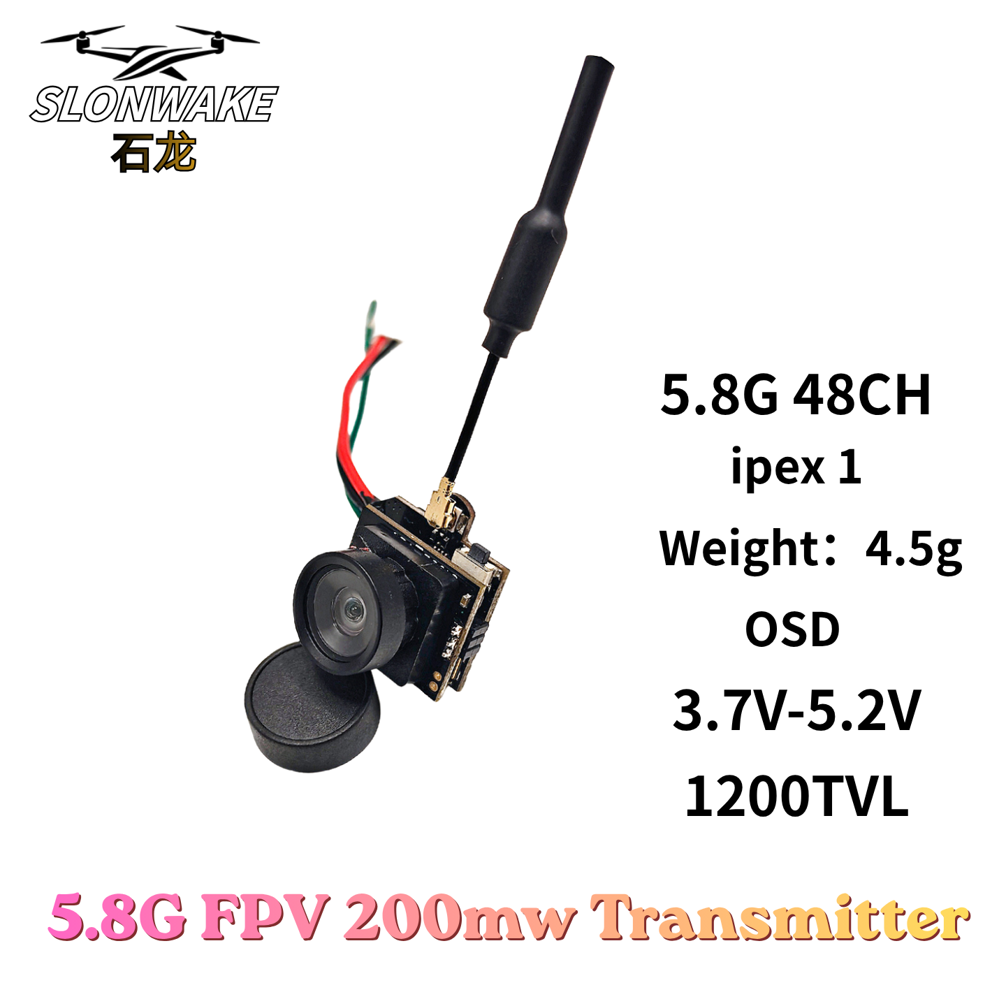 Slonwake 5.8G 48CH 200mW FPV D - огляд і ціна Drone Transmitter