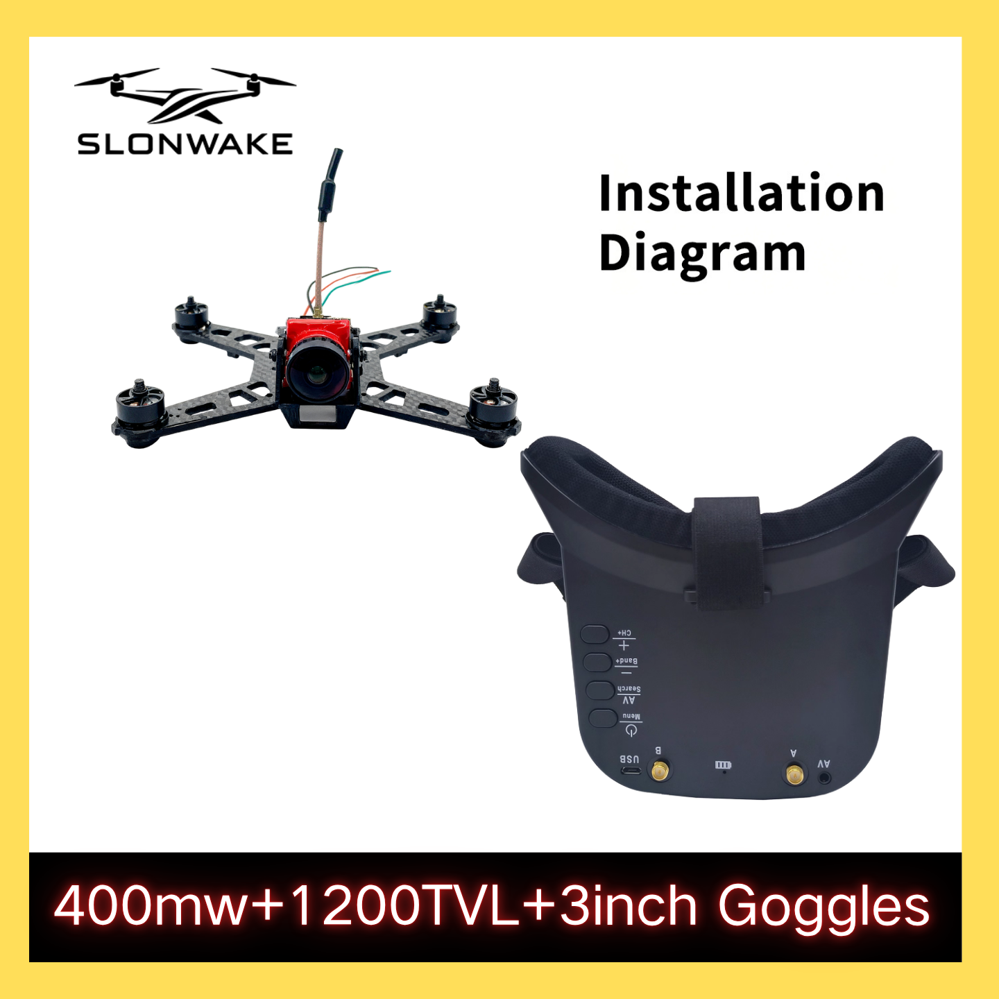SLONWAKE 5.8G 48CH FPV 400mw V - огляд і ціна Drone Frame