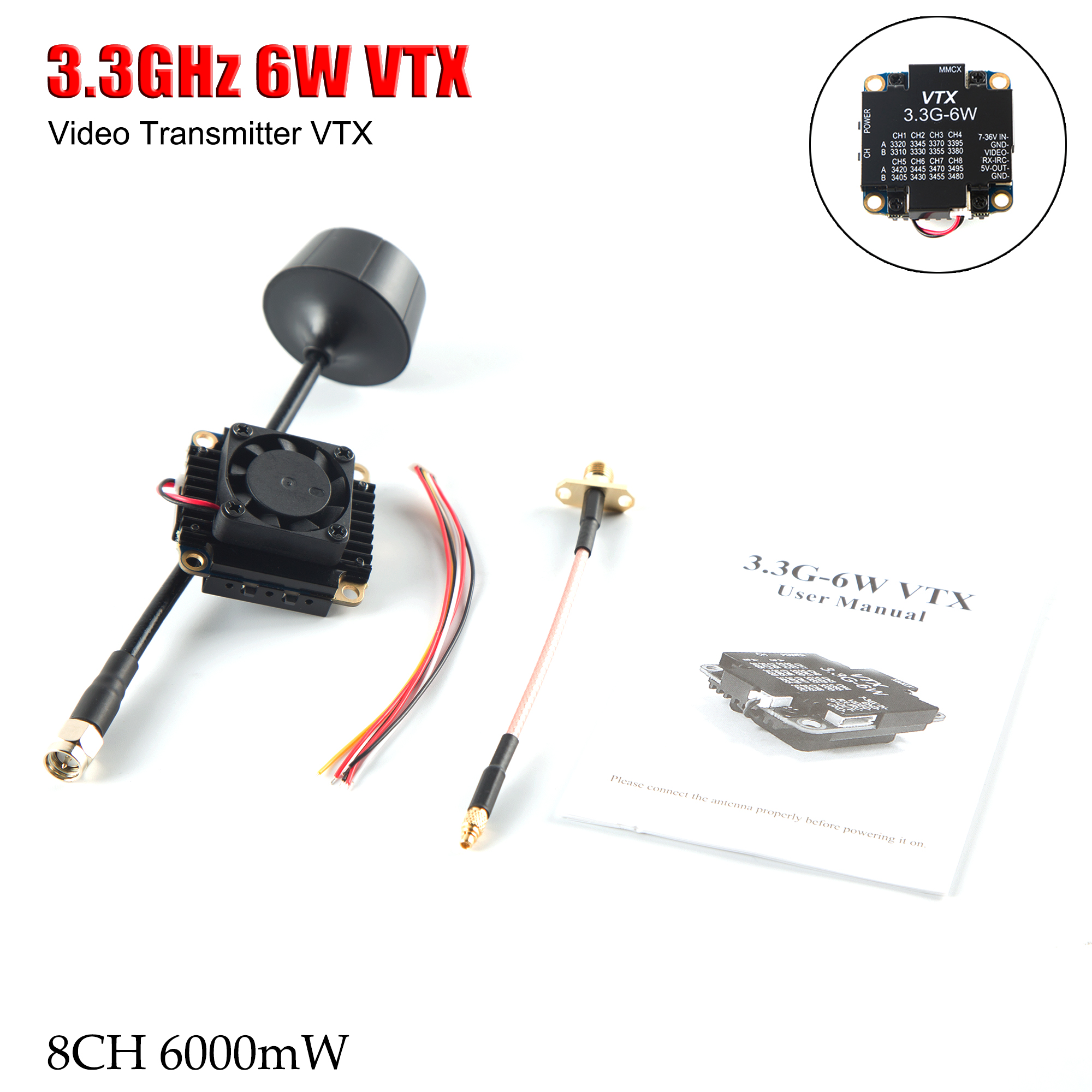 FPV Video Transmitter 3.3G 6W  - огляд і ціна Drone Transmitter